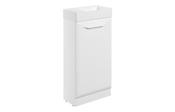 Stafford 410mm Floor Standing 1 Door Cloakroom Basin Unit w/1TH Basin - Matt White